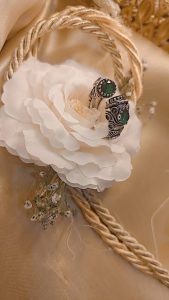 Zafira Royal in Silver - Emerald Green